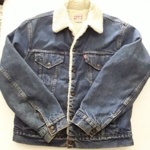 Vintage Levis Denim Sherpa Truckers Jacket Sz 40R